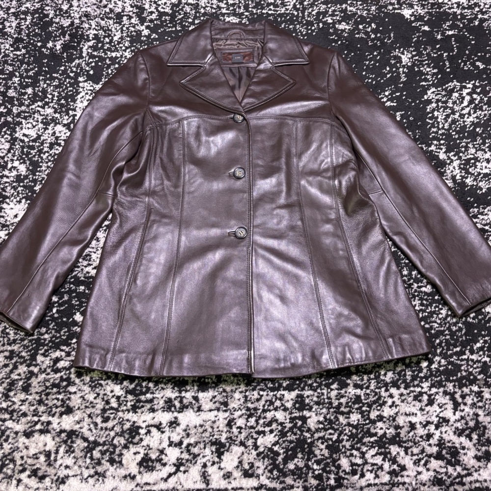 Siena Vintage Y2K Chocolate Brown Leather Jacket Blazer Women Large